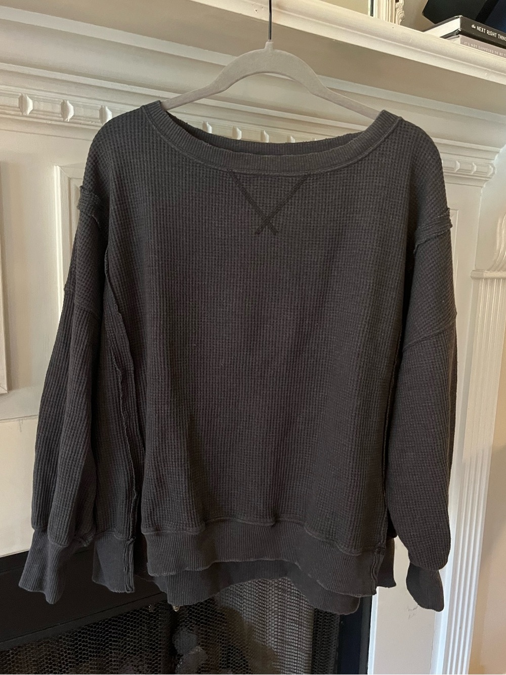 AE Charcoal Waffle-Knit Crewneck Sweater